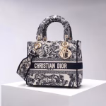 Dior Medium Lady D-Lite Bag In Blue Toile de Jouy Embroidery - Image 6