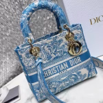 Dior Medium Lady D-Lite Bag In Blue Toile de Jouy Canvas - Image 6