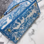Dior Medium Lady D-Lite Bag In Blue Toile de Jouy Canvas - Image 2
