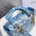 Dior Medium Lady D-Lite Bag In Blue Toile de Jouy Canvas - Image 3