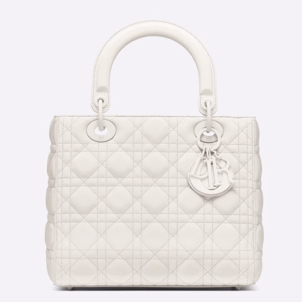 Dior Medium Lady Dior Bag In White Ultra Matte Calfskin