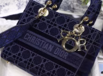 Dior Medium Lady D-Lite Bag In Blue Embroidered Velvet - Image 10