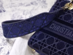 Dior Medium Lady D-Lite Bag In Blue Embroidered Velvet - Image 9