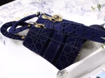 Dior Medium Lady D-Lite Bag In Blue Embroidered Velvet - Image 3