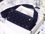 Dior Medium Lady D-Lite Bag In Blue Embroidered Velvet - Image 4
