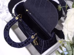 Dior Medium Lady D-Lite Bag In Blue Embroidered Velvet - Image 5