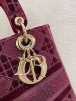 Dior Medium Lady D-Lite Bag In Bordeaux Embroidered Velvet - Image 2