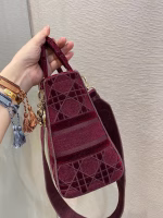 Dior Medium Lady D-Lite Bag In Bordeaux Embroidered Velvet - Image 9