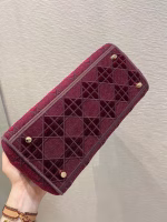 Dior Medium Lady D-Lite Bag In Bordeaux Embroidered Velvet - Image 10