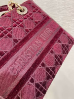 Dior Medium Lady D-Lite Bag In Bordeaux Embroidered Velvet - Image 7