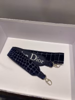 Dior Medium Lady D-Lite Bag In Blue Crocodile Embroidered Velvet - Image 8