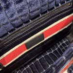 Dior Medium Lady D-Lite Bag In Blue Crocodile Embroidered Velvet - Image 5