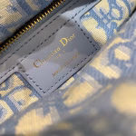 Dior Medium Lady Dior Bag In Wicker and Light Blue Oblique Jacquard - Image 8