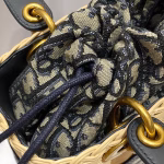 Dior Medium Lady Dior Bag In Wicker and Blue Oblique Jacquard - Image 2