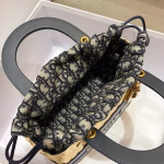 Dior Medium Lady Dior Bag In Wicker and Blue Oblique Jacquard - Image 9