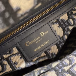 Dior Medium Lady Dior Bag In Wicker and Blue Oblique Jacquard - Image 6