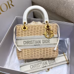 Dior Medium Lady Dior Bag In Wicker and White Oblique Jacquard - Image 10