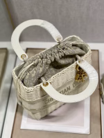 Dior Medium Lady Dior Bag In Wicker and White Oblique Jacquard - Image 2