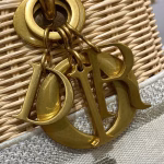 Dior Medium Lady Dior Bag In Wicker and White Oblique Jacquard - Image 5