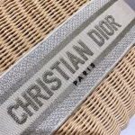 Dior Medium Lady Dior Bag In Wicker and White Oblique Jacquard - Image 6