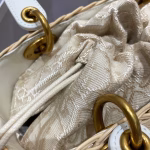 Dior Medium Lady Dior Bag In Wicker and White Oblique Jacquard - Image 7