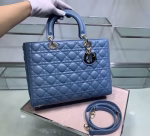 Dior Large Lady Dior Bag In Denim Blue Cannage Lambskin - Image 5