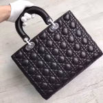 Dior Large Lady Dior Bag In Black Lambskin - Image 6