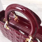 Dior Large Lady Dior Bag In Bordeaux Patent Leather - Image 2
