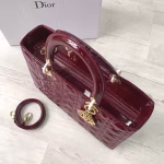 Dior Large Lady Dior Bag In Bordeaux Patent Leather - Image 3