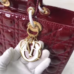 Dior Large Lady Dior Bag In Bordeaux Patent Leather - Image 5