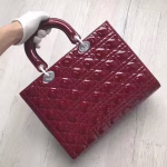 Dior Large Lady Dior Bag In Bordeaux Patent Leather - Image 7
