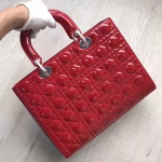 Dior Large Lady Dior Bag In Red Patent Leather - Image 8