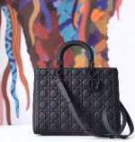Dior Large Lady Dior Ultra-Matte So Black Bag - Image 4
