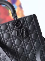 Dior Large Lady Dior Ultra-Matte So Black Bag - Image 6