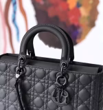 Dior Large Lady Dior Ultra-Matte So Black Bag - Image 8