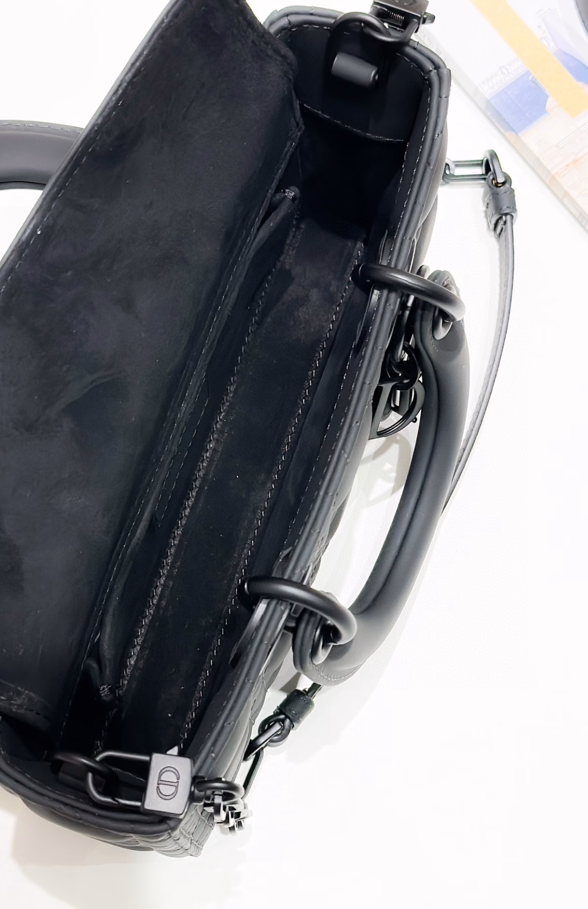 Dior Lady D-Joy Small Bag in Black Ultramatte Calfskin - Image 8
