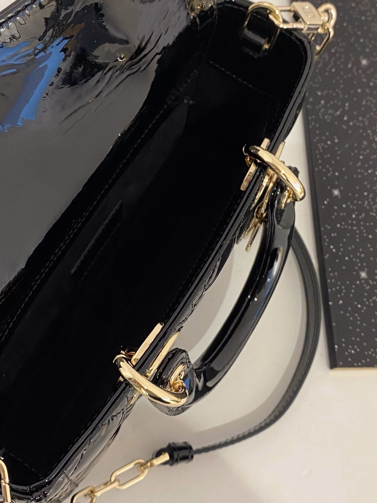 Dior Lady D-Joy Small Bag in Black Patent Calfskin - Image 5