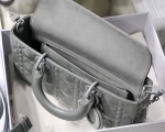 Dior Lady D-Joy Bag In Grey Calfskin with Diamond Motif - Image 5