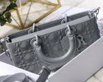 Dior Lady D-Joy Bag In Grey Calfskin with Diamond Motif - Image 4