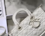 Dior Lady D-Joy Bag In White Calfskin with Diamond Motif - Image 3