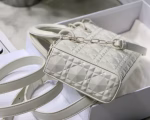 Dior Lady D-Joy Bag In White Calfskin with Diamond Motif - Image 4