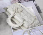 Dior Lady D-Joy Bag In White Calfskin with Diamond Motif - Image 5