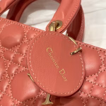 Dior Lady D-Joy Bag In Coral Pink Cannage Lambskin - Image 6