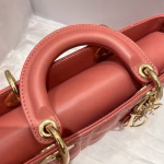 Dior Lady D-Joy Bag In Coral Pink Cannage Lambskin - Image 8