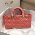 Dior Lady D-Joy Bag In Coral Pink Cannage Lambskin - Image 9