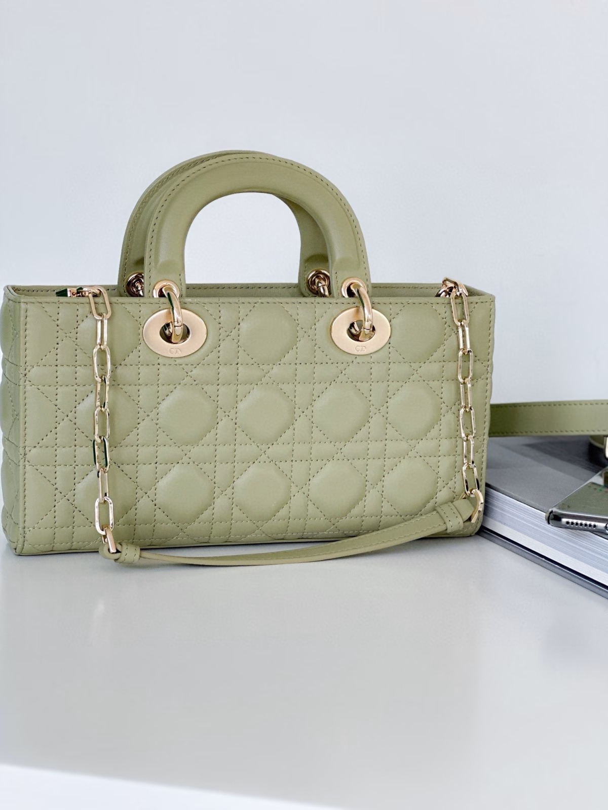Dior Lady D-Joy Medium Bag In Ethereal Green Cannage Lambskin - Image 8