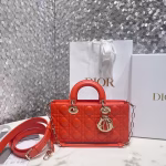 Dior Lady D-Joy Bag In Orange Cannage Lambskin - Image 9