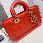 Dior Lady D-Joy Bag In Orange Cannage Lambskin - Image 3