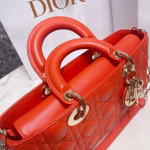 Dior Lady D-Joy Bag In Orange Cannage Lambskin - Image 5