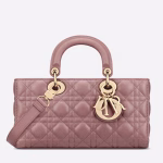 Dior Lady D-Joy Medium Bag In Peony Pink Cannage Lambskin